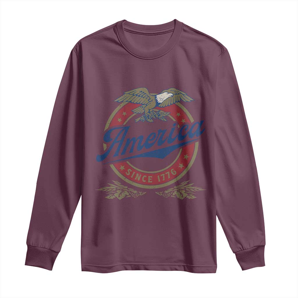 America Since 1776 Long Sleeve Shirt 4th of July Retro Vintage Patriotic Eagle Pride TS02 Maroon Print Your Wear