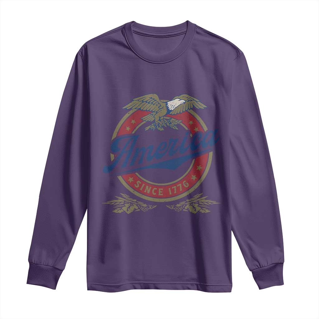 America Since 1776 Long Sleeve Shirt 4th of July Retro Vintage Patriotic Eagle Pride TS02 Purple Print Your Wear