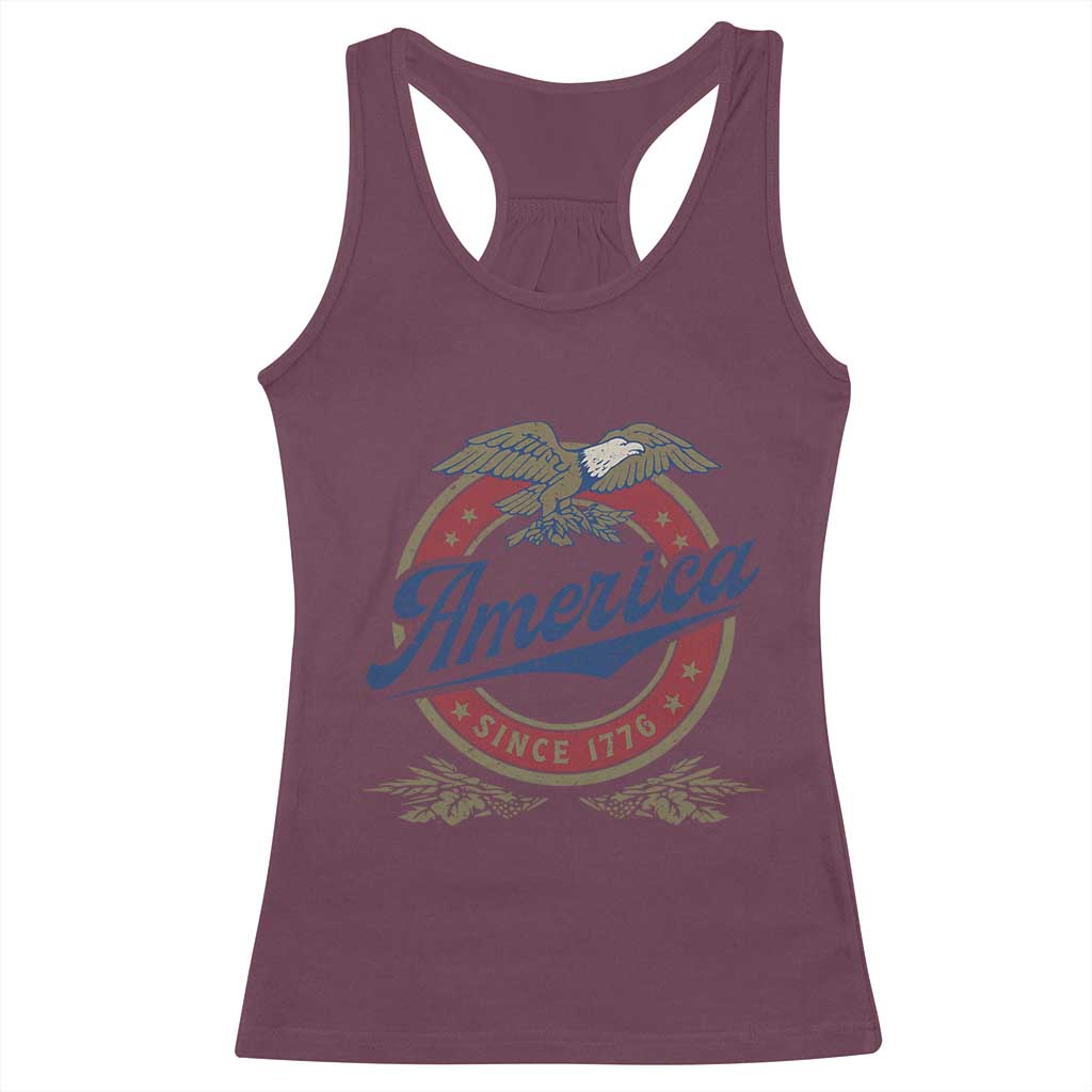 America Since 1776 Racerback Tank Top 4th of July Retro Vintage Patriotic Eagle Pride TS02 Maroon Print Your Wear