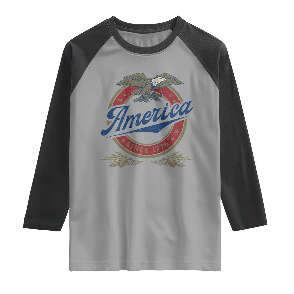 America Since 1776 Raglan Shirt 4th of July Retro Vintage Patriotic Eagle Pride TS02 Sport Gray Black Print Your Wear