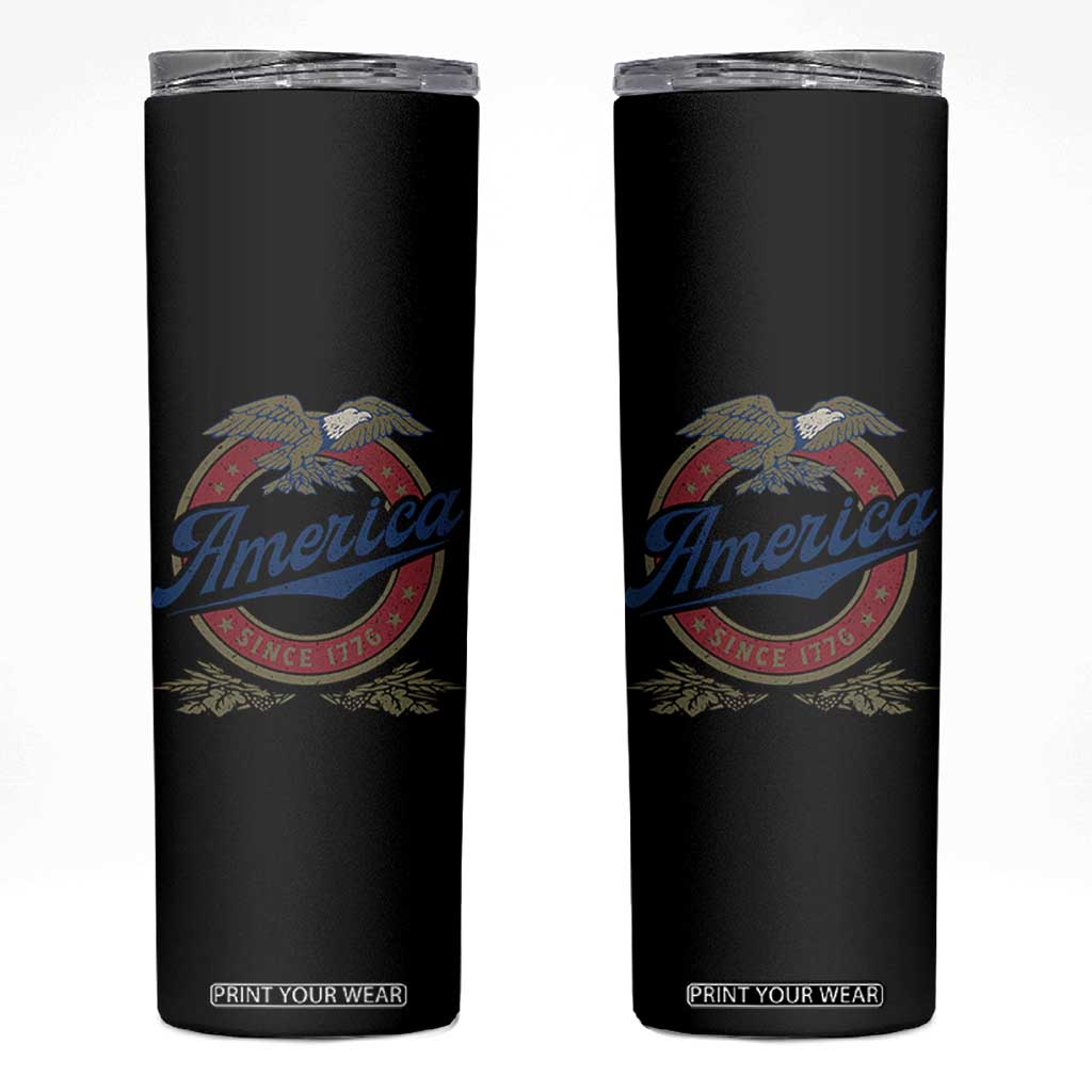 America Since 1776 Skinny Tumbler 4th of July Retro Vintage Patriotic Eagle Pride TS02 Black Print Your Wear
