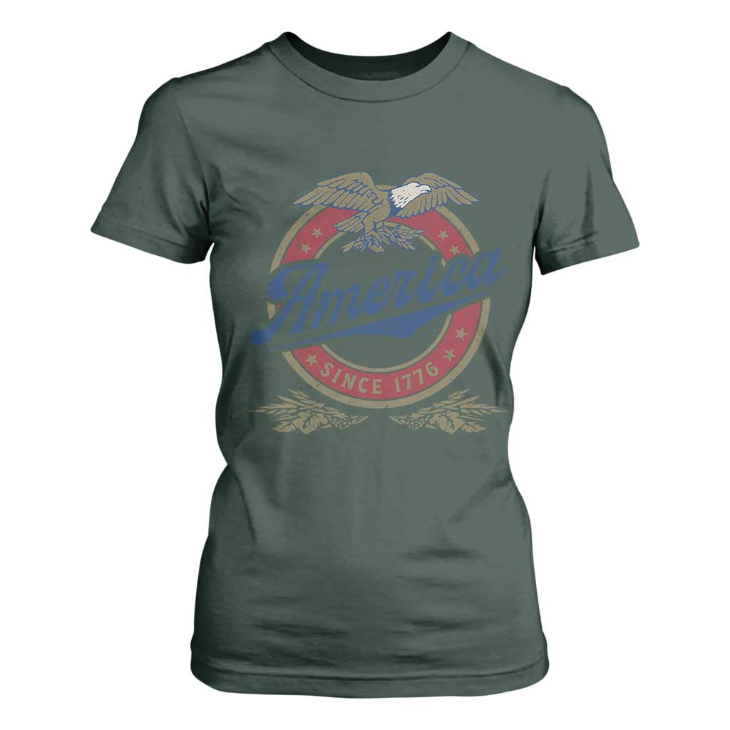 America Since 1776 T Shirt For Women 4th of July Retro Vintage Patriotic Eagle Pride TS02 Dark Forest Green Print Your Wear