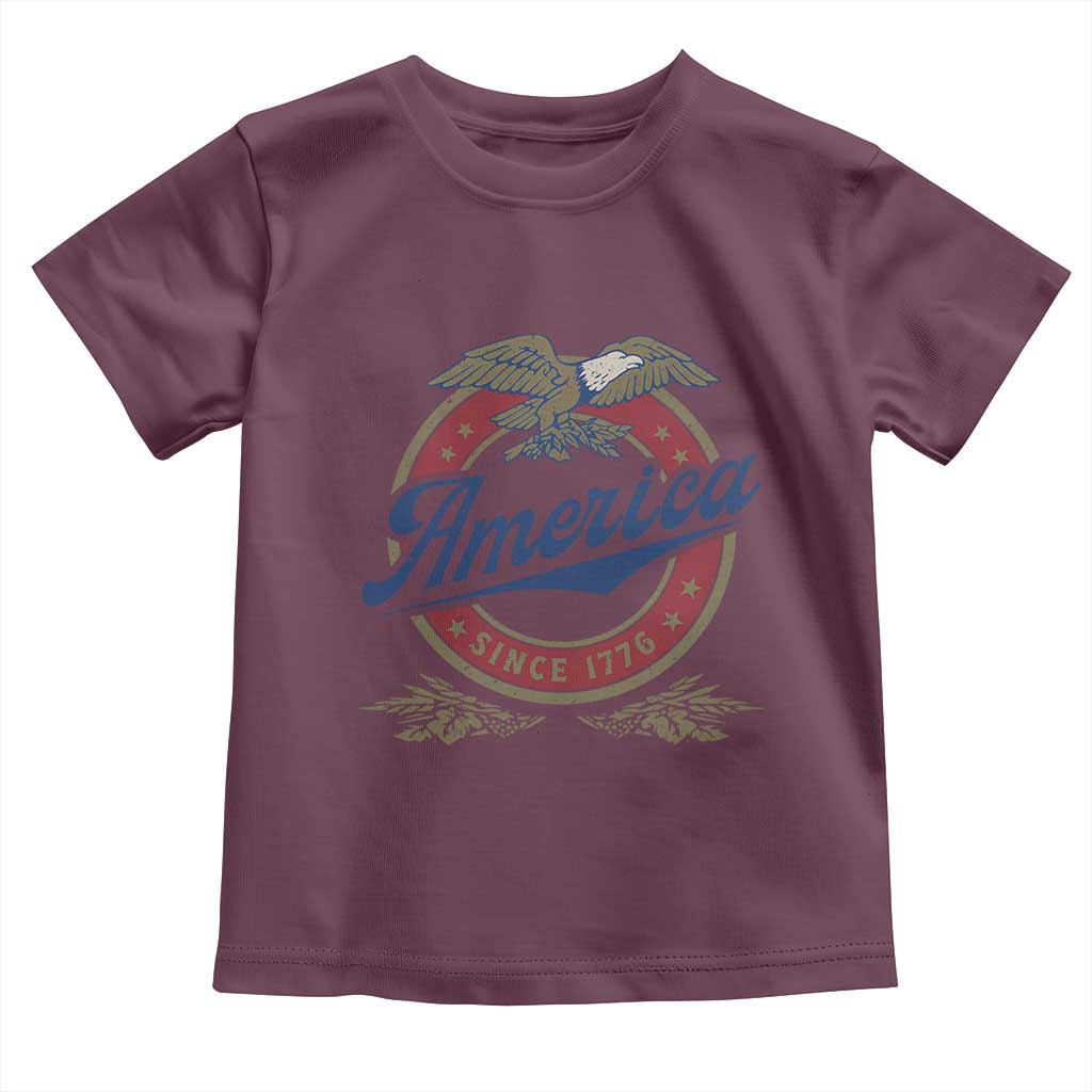 America Since 1776 Toddler T Shirt 4th of July Retro Vintage Patriotic Eagle Pride TS02 Maroon Print Your Wear