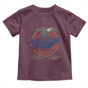 America Since 1776 Toddler T Shirt 4th of July Retro Vintage Patriotic Eagle Pride TS02 Maroon Print Your Wear