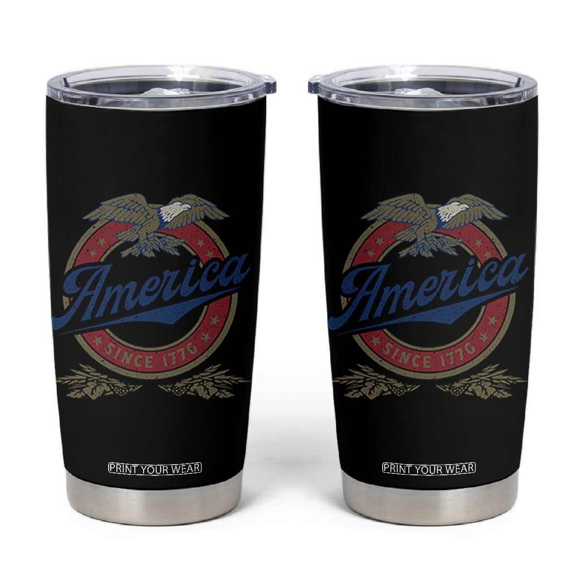 America Since 1776 Tumbler Cup 4th of July Retro Vintage Patriotic Eagle Pride TS02 Black Print Your Wear