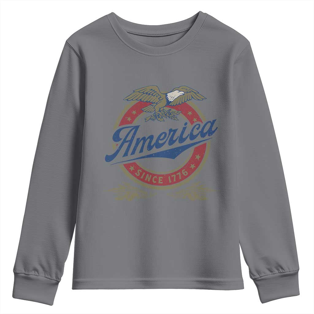 America Since 1776 Youth Sweatshirt 4th of July Retro Vintage Patriotic Eagle Pride TS02 Charcoal Print Your Wear