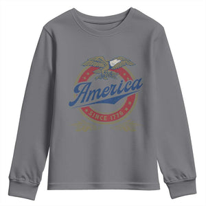 America Since 1776 Youth Sweatshirt 4th of July Retro Vintage Patriotic Eagle Pride TS02 Charcoal Print Your Wear