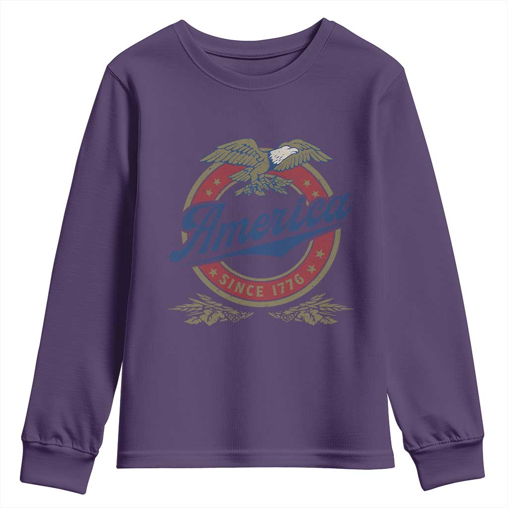 America Since 1776 Youth Sweatshirt 4th of July Retro Vintage Patriotic Eagle Pride TS02 Purple Print Your Wear
