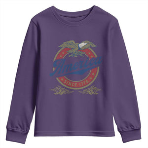 America Since 1776 Youth Sweatshirt 4th of July Retro Vintage Patriotic Eagle Pride TS02 Purple Print Your Wear