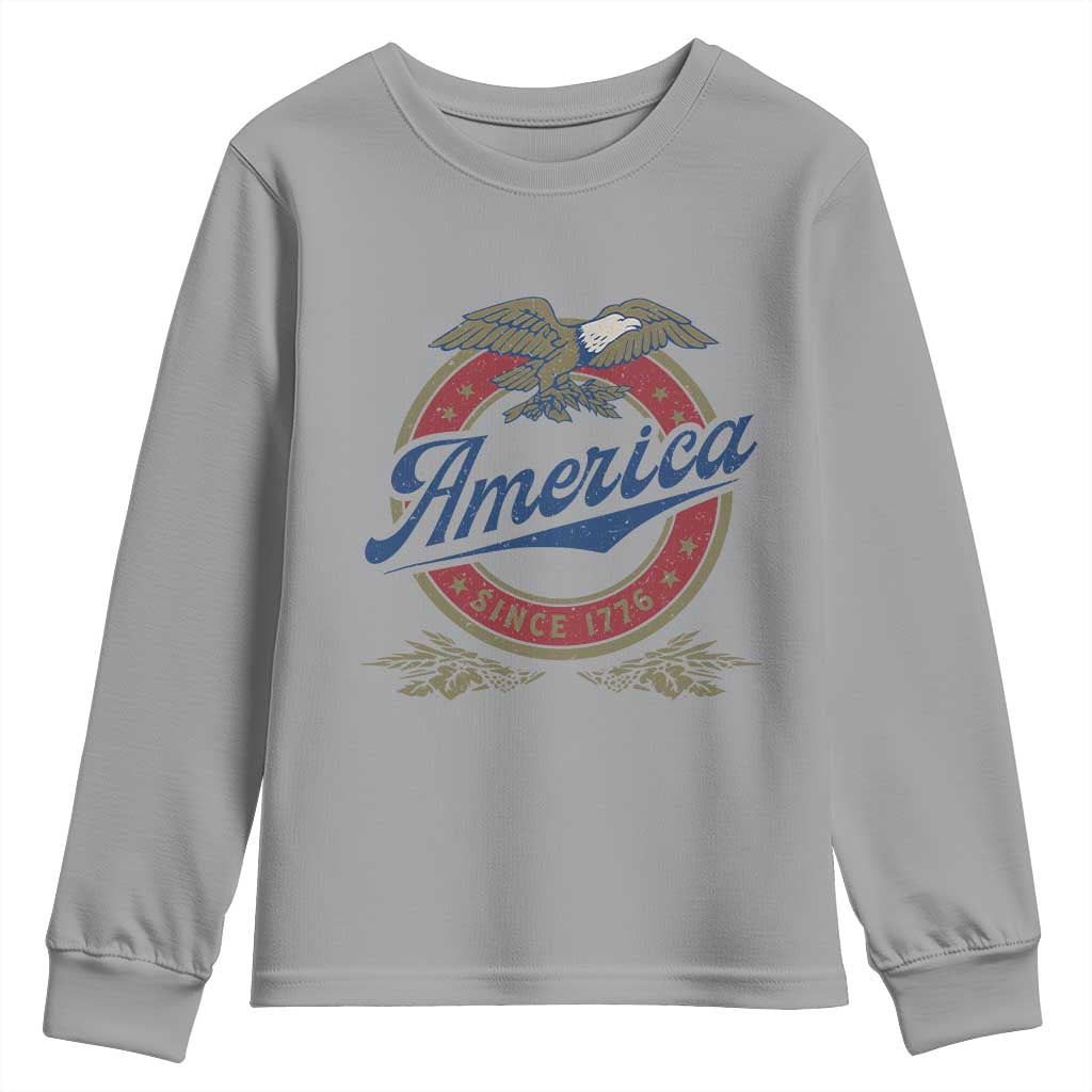 America Since 1776 Youth Sweatshirt 4th of July Retro Vintage Patriotic Eagle Pride TS02 Sport Gray Print Your Wear
