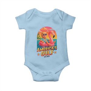 Americas Gulf Est 2025 Baby Onesie Funny Trump Flamingo Float Patriotic Beach TS02 Light Blue Print Your Wear