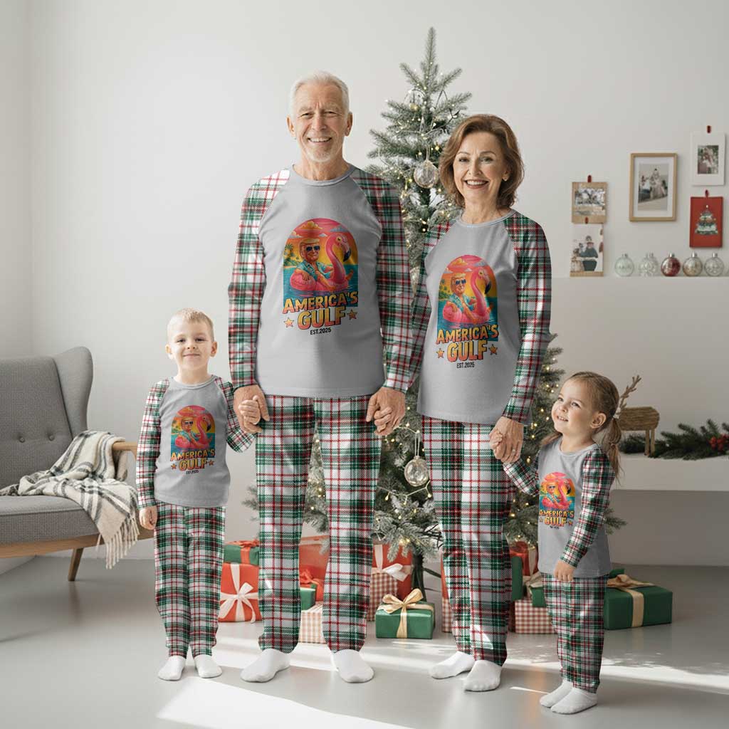 Americas Gulf Est 2025 Plaid Pajama Set Funny Trump Flamingo Float Patriotic Beach TS02 Christmas Plaid Print Your Wear