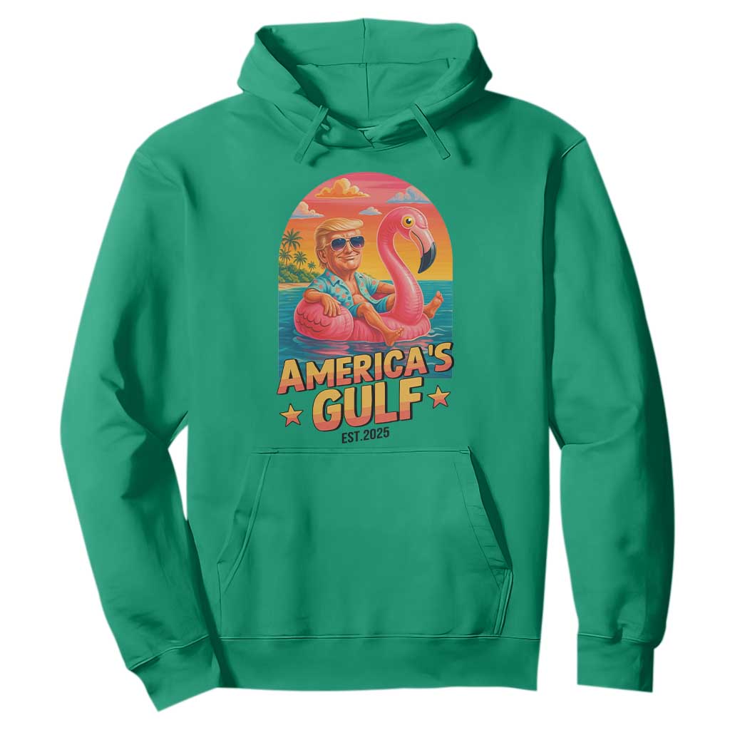 Americas Gulf Est 2025 Hoodie Funny Trump Flamingo Float Patriotic Beach TS02 Irish Green Print Your Wear