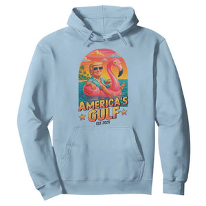 Americas Gulf Est 2025 Hoodie Funny Trump Flamingo Float Patriotic Beach TS02 Light Blue Print Your Wear