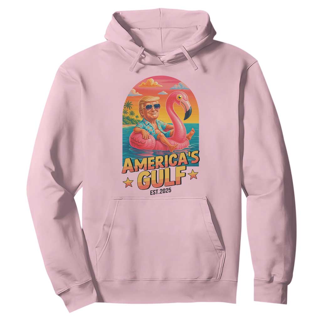Americas Gulf Est 2025 Hoodie Funny Trump Flamingo Float Patriotic Beach TS02 Light Pink Print Your Wear