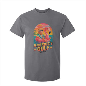 Americas Gulf Est 2025 T Shirt For Kid Funny Trump Flamingo Float Patriotic Beach TS02 Charcoal Print Your Wear