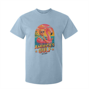 Americas Gulf Est 2025 T Shirt For Kid Funny Trump Flamingo Float Patriotic Beach TS02 Light Blue Print Your Wear