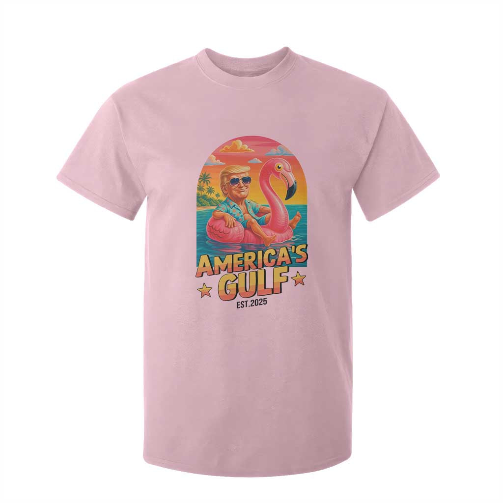 Americas Gulf Est 2025 T Shirt For Kid Funny Trump Flamingo Float Patriotic Beach TS02 Light Pink Print Your Wear