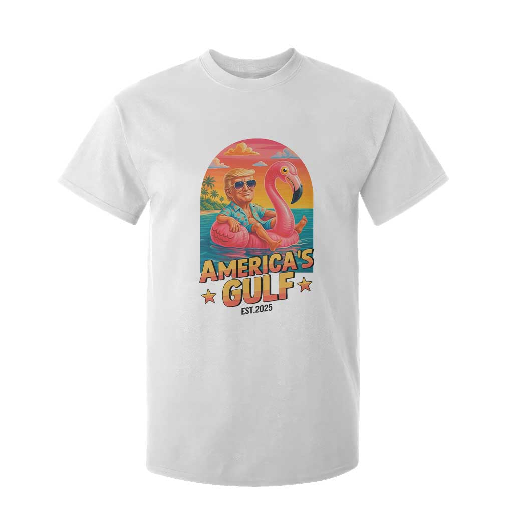 Americas Gulf Est 2025 T Shirt For Kid Funny Trump Flamingo Float Patriotic Beach TS02 White Print Your Wear