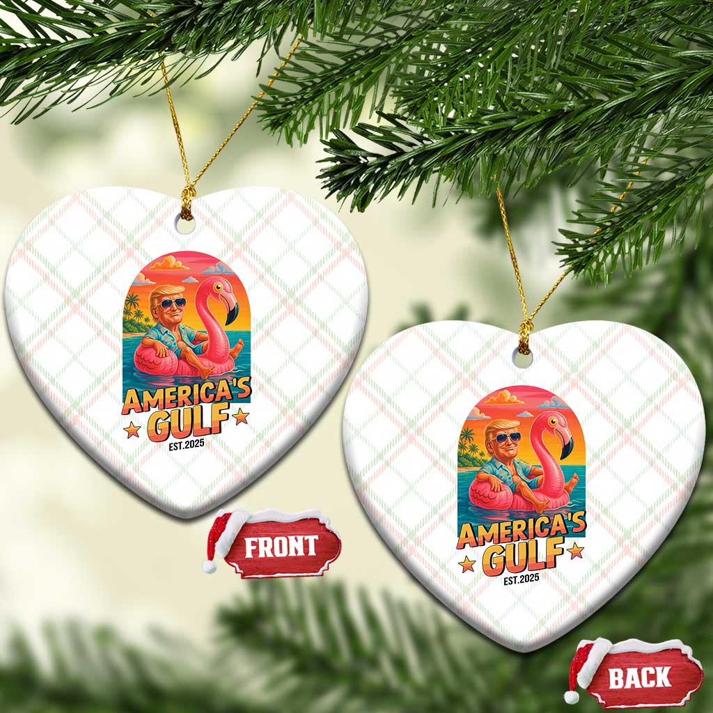 Americas Gulf Est 2025 Ceramic Ornament Funny Trump Flamingo Float Patriotic Beach TS02 Print Your Wear