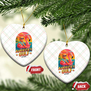 Americas Gulf Est 2025 Ceramic Ornament Funny Trump Flamingo Float Patriotic Beach TS02 Print Your Wear