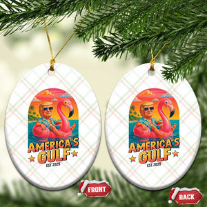 Americas Gulf Est 2025 Ceramic Ornament Funny Trump Flamingo Float Patriotic Beach TS02 Print Your Wear