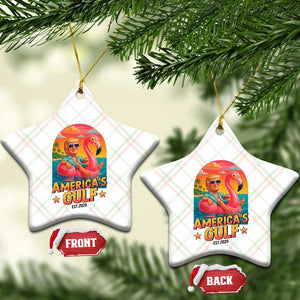 Americas Gulf Est 2025 Ceramic Ornament Funny Trump Flamingo Float Patriotic Beach TS02 Print Your Wear