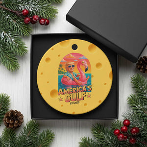 Americas Gulf Est 2025 Ceramic Ornament Funny Trump Flamingo Float Patriotic Beach TS02 1pc Yellow Cheese Print Your Wear