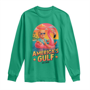 Americas Gulf Est 2025 Long Sleeve Shirt Funny Trump Flamingo Float Patriotic Beach TS02 Irish Green Print Your Wear