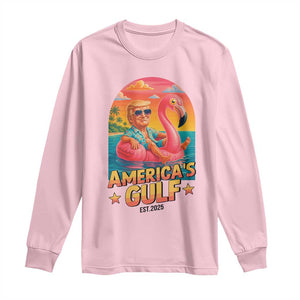 Americas Gulf Est 2025 Long Sleeve Shirt Funny Trump Flamingo Float Patriotic Beach TS02 Light Pink Print Your Wear