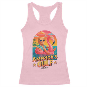 Americas Gulf Est 2025 Racerback Tank Top Funny Trump Flamingo Float Patriotic Beach TS02 Light Pink Print Your Wear