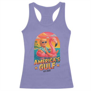 Americas Gulf Est 2025 Racerback Tank Top Funny Trump Flamingo Float Patriotic Beach TS02 Violet Print Your Wear