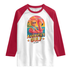 Americas Gulf Est 2025 Raglan Shirt Funny Trump Flamingo Float Patriotic Beach TS02 White Red Print Your Wear