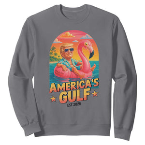 Americas Gulf Est 2025 Sweatshirt Funny Trump Flamingo Float Patriotic Beach TS02 Charcoal Print Your Wear