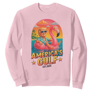 Americas Gulf Est 2025 Sweatshirt Funny Trump Flamingo Float Patriotic Beach TS02 Light Pink Print Your Wear