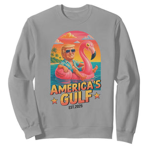 Americas Gulf Est 2025 Sweatshirt Funny Trump Flamingo Float Patriotic Beach TS02 Sport Gray Print Your Wear