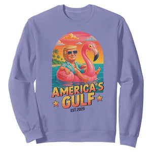 Americas Gulf Est 2025 Sweatshirt Funny Trump Flamingo Float Patriotic Beach TS02 Violet Print Your Wear