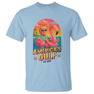 Americas Gulf Est 2025 T Shirt Funny Trump Flamingo Float Patriotic Beach TS02 Light Blue Print Your Wear
