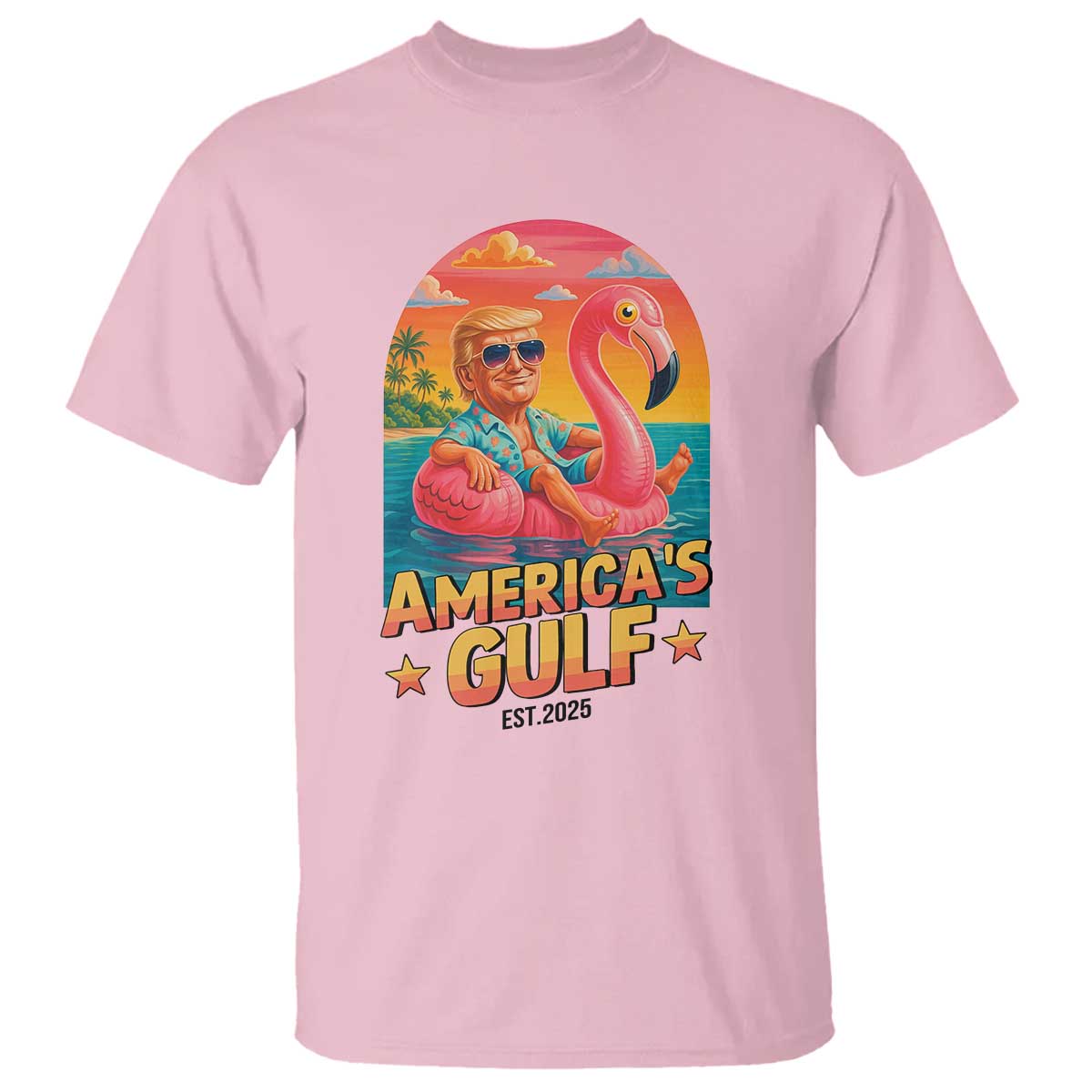 Americas Gulf Est 2025 T Shirt Funny Trump Flamingo Float Patriotic Beach TS02 Light Pink Print Your Wear