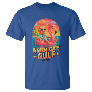 Americas Gulf Est 2025 T Shirt Funny Trump Flamingo Float Patriotic Beach TS02 Royal Blue Print Your Wear