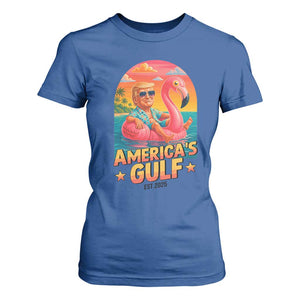Americas Gulf Est 2025 T Shirt For Women Funny Trump Flamingo Float Patriotic Beach TS02 Royal Blue Print Your Wear