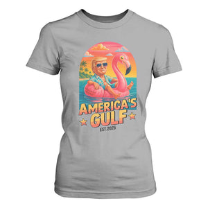 Americas Gulf Est 2025 T Shirt For Women Funny Trump Flamingo Float Patriotic Beach TS02 Sport Gray Print Your Wear