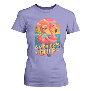 Americas Gulf Est 2025 T Shirt For Women Funny Trump Flamingo Float Patriotic Beach TS02 Violet Print Your Wear
