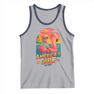 Americas Gulf Est 2025 Tank Top Funny Trump Flamingo Float Patriotic Beach TS02 Athletic Heather Navy Print Your Wear