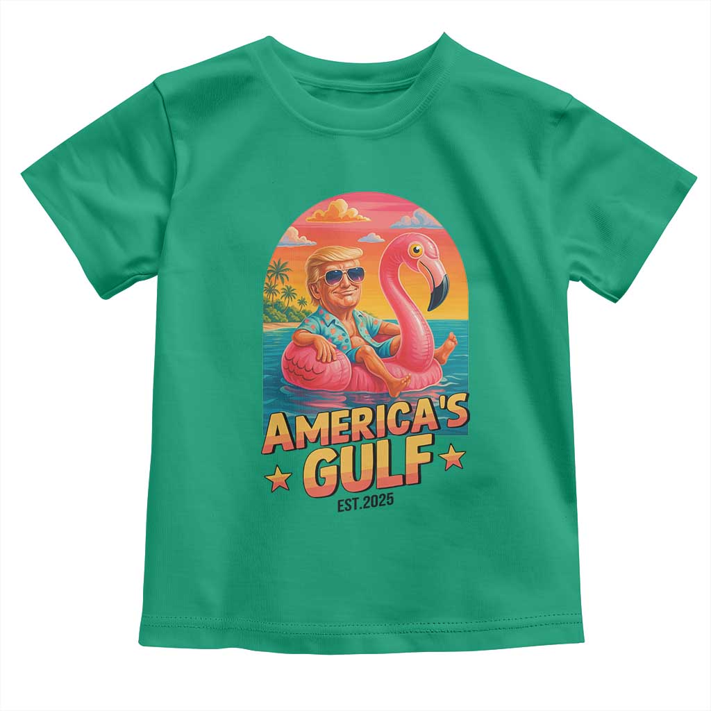 Americas Gulf Est 2025 Toddler T Shirt Funny Trump Flamingo Float Patriotic Beach TS02 Irish Green Print Your Wear