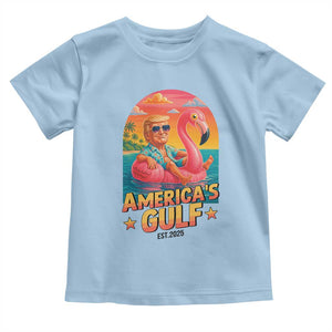 Americas Gulf Est 2025 Toddler T Shirt Funny Trump Flamingo Float Patriotic Beach TS02 Light Blue Print Your Wear