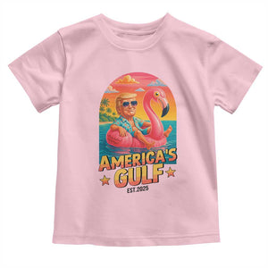 Americas Gulf Est 2025 Toddler T Shirt Funny Trump Flamingo Float Patriotic Beach TS02 Light Pink Print Your Wear