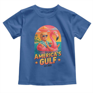 Americas Gulf Est 2025 Toddler T Shirt Funny Trump Flamingo Float Patriotic Beach TS02 Royal Blue Print Your Wear