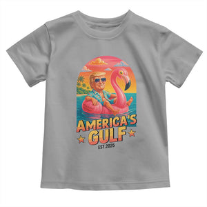 Americas Gulf Est 2025 Toddler T Shirt Funny Trump Flamingo Float Patriotic Beach TS02 Sport Gray Print Your Wear
