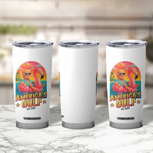 Americas Gulf Est 2025 Tumbler Cup Funny Trump Flamingo Float Patriotic Beach TS02 Print Your Wear